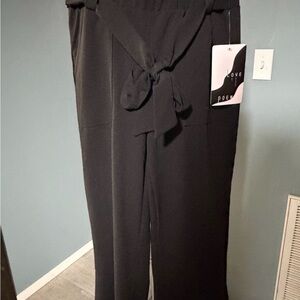 Elegant Black Tie-Waist Women's Trousers